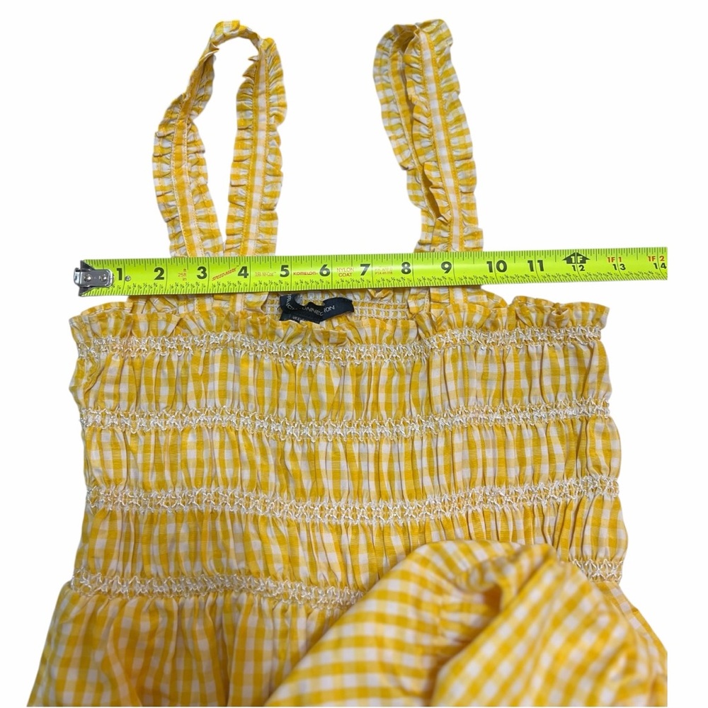 French Connection Ezeke Poplin Midi Dress In Yellow Gingham - Picture 5 of 7